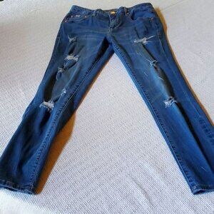 Jag Jeans Western Wear Embroidered Distressed Mid Rise Blue Sz 12 Jeans w Pocket